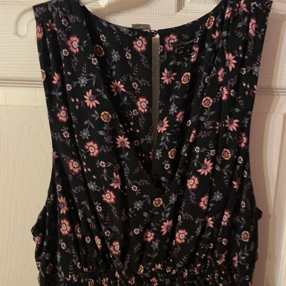 Torrid Floral Sleeveless Elastic Waist Fit & Flare Swing Dress Boho Black 2 - Picture 4 of 4